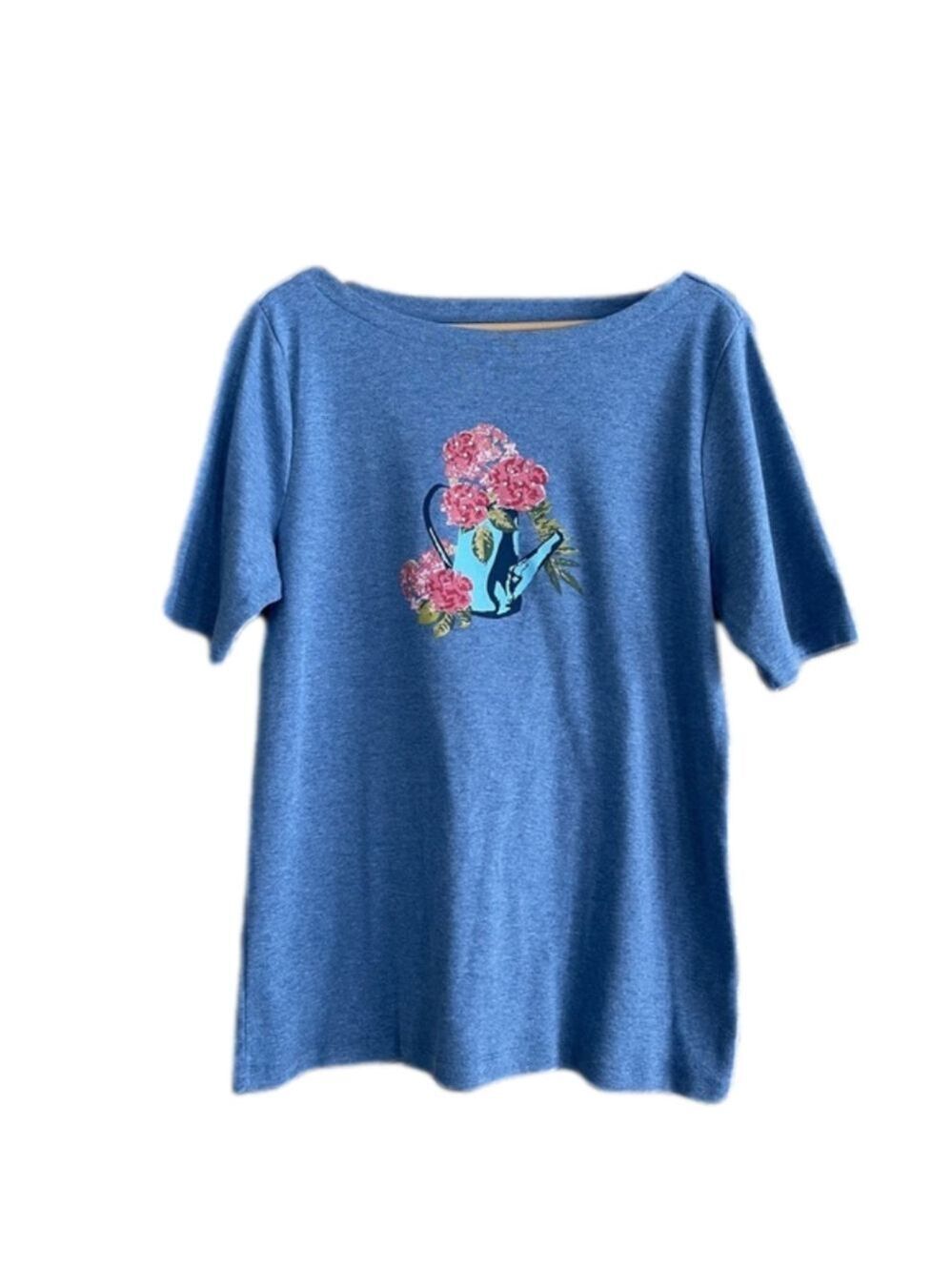 Croft & Barrow embellished floral boat neck tee size XL